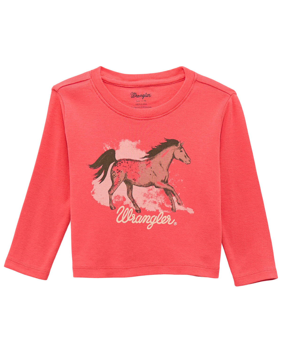 Image #1 - Wrangler Toddler Girls' Horse Long Sleeve Graphic Shirt, Pink, hi-res