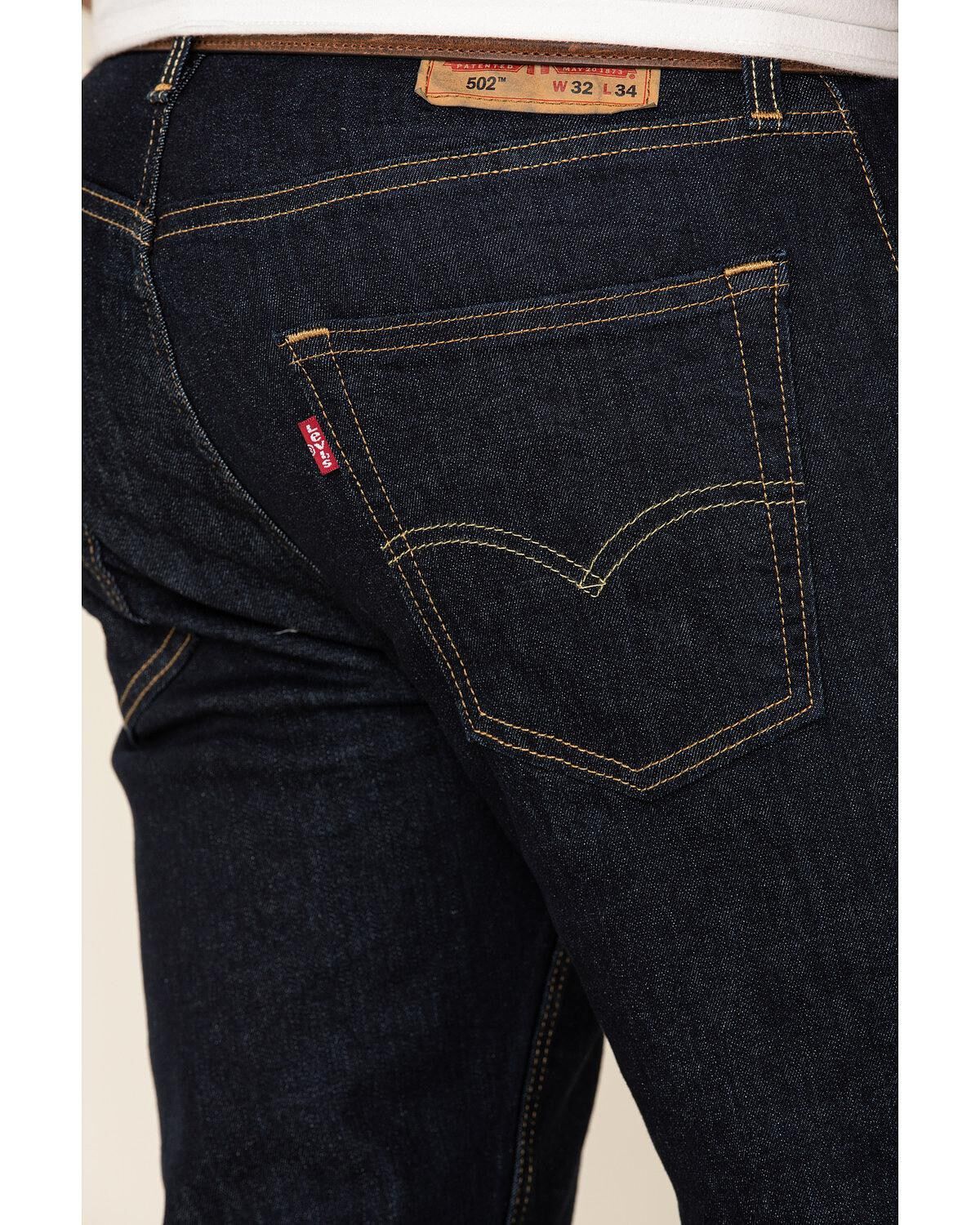 Image #4 - Levi's Men's 502 Dark Hollow Rinse Tapered Stretch Regular Straight Leg Jeans, Blue, hi-res