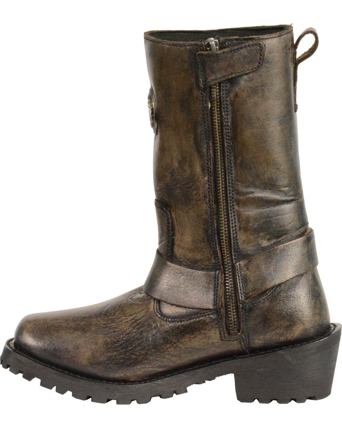 distressed brown leather boots