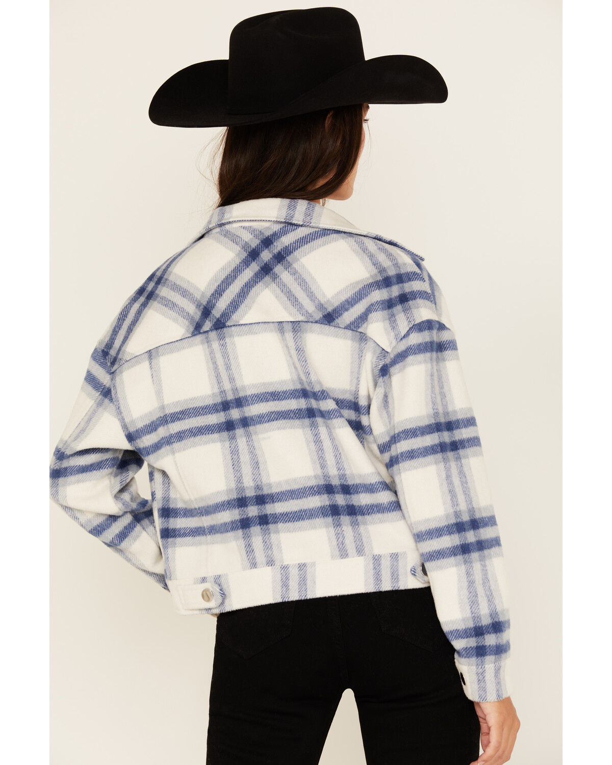 Image #4 - 26 International Women's Plaid Print Shacket, Blue, hi-res