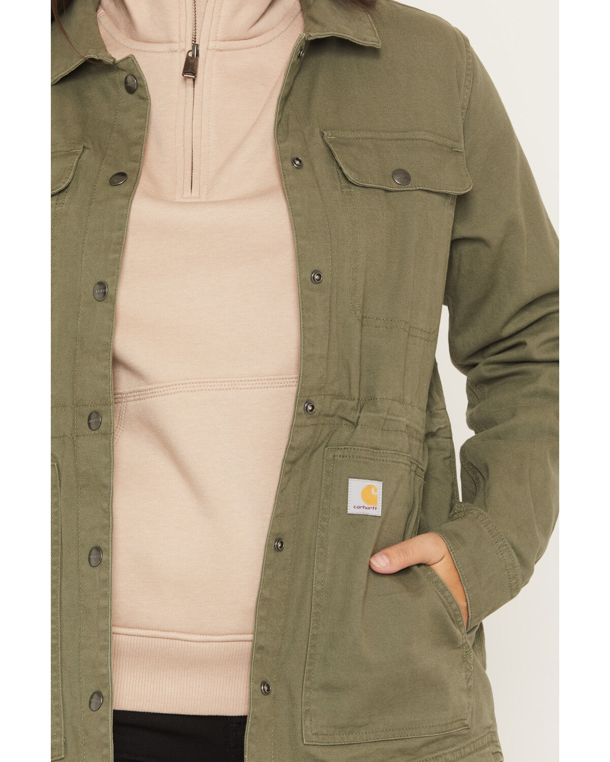 Image #3 - Carhartt Women's TENCEL™ Fiber Series Relaxed Fit Canvas Coat, Olive, hi-res