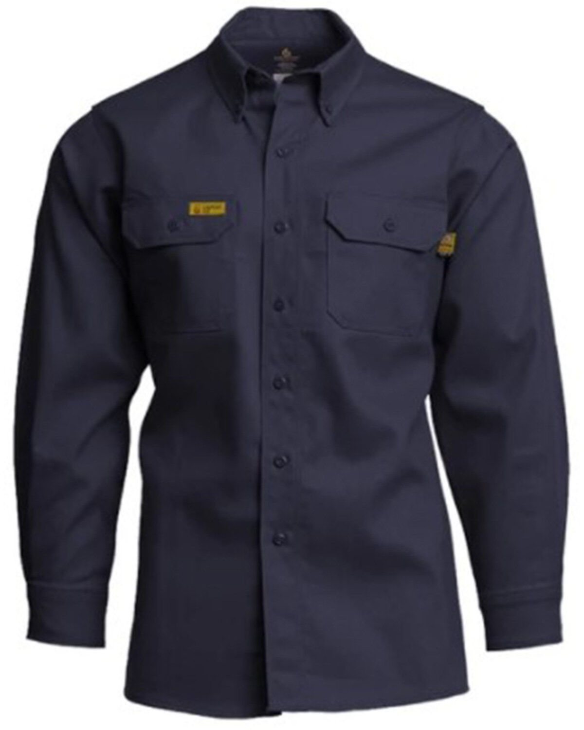 Lapco Men's FR Solid Navy Gold Label Long Sleeve Button Down Uniform Work Shirt