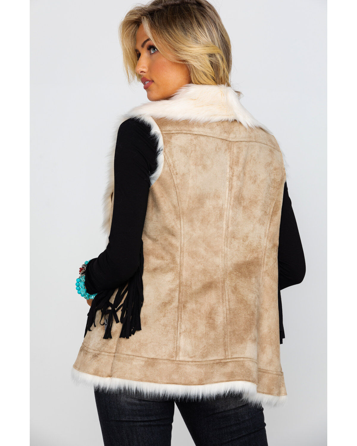 Beige Faux Fur Vest | Boot Barn