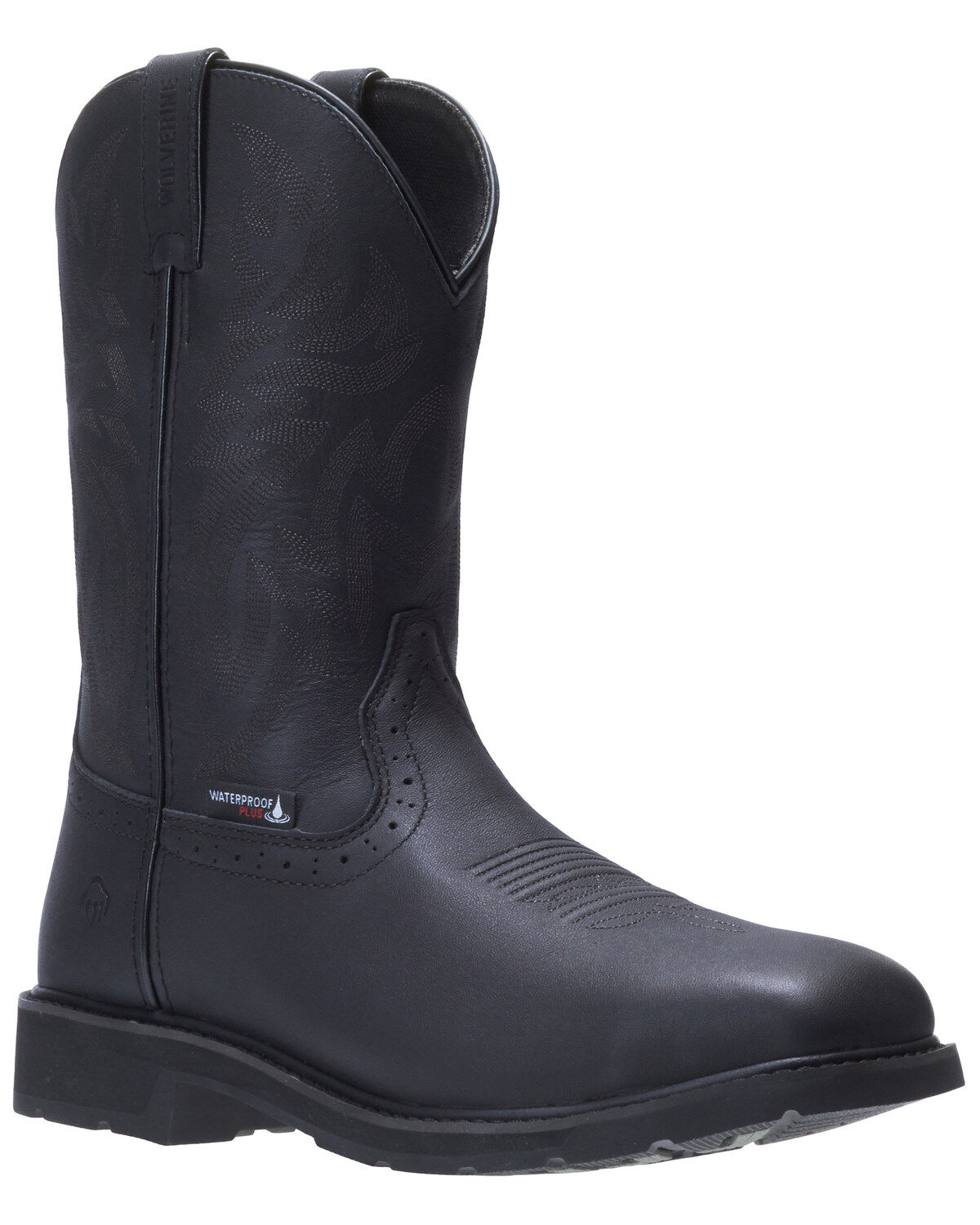 black wolverine pull on work boots