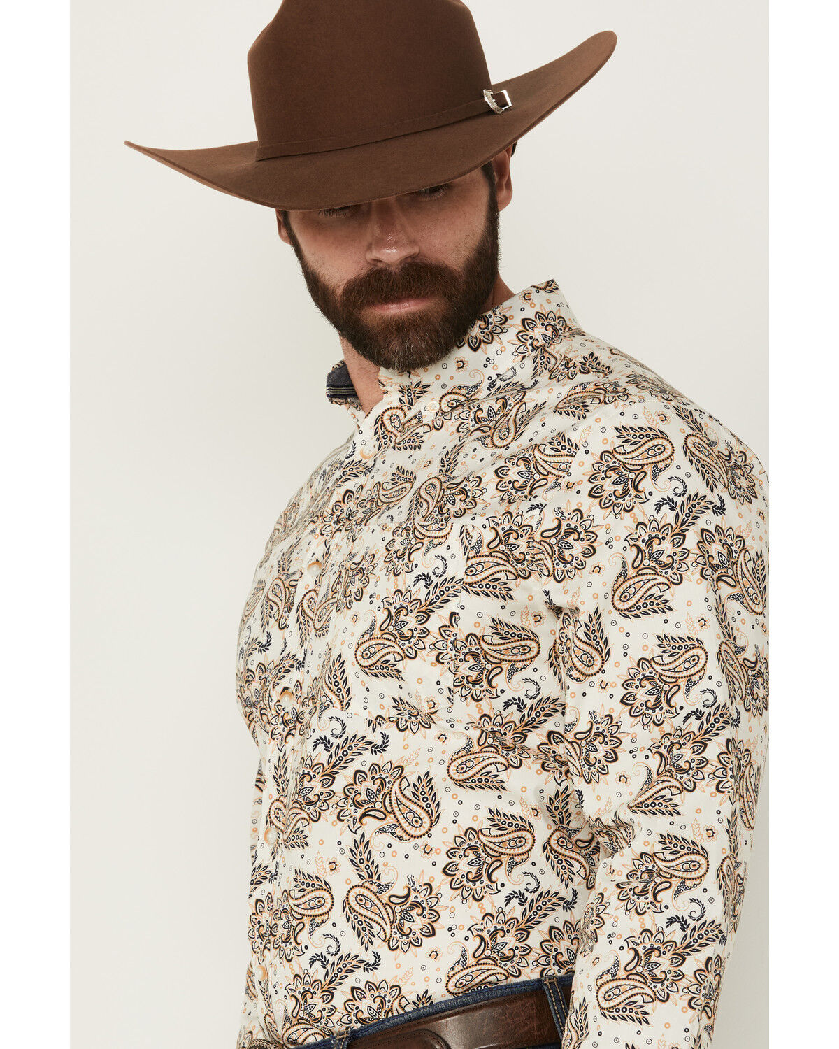 Cody James Men's Kendall Paisley Print Long Sleeve Button-Down Stretch Western Shirt