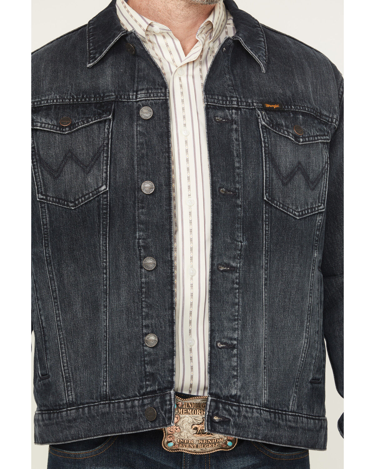 Image #3 - Wrangler Retro Men's Dark Wash Button-Down Denim Jacket, Dark Wash, hi-res
