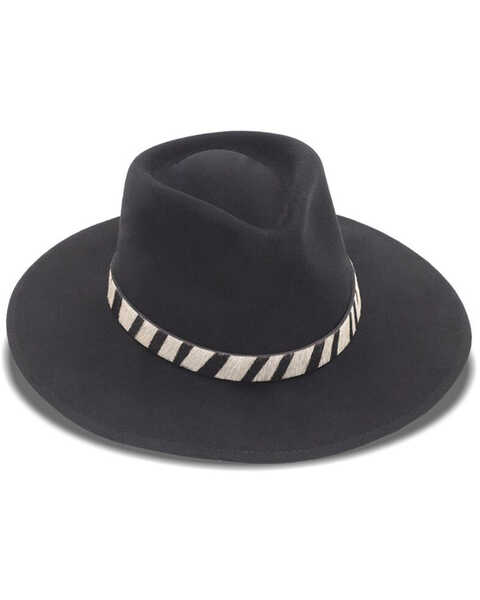 Nikki Beach Women's Zebra Sabi Felt Rancher Hat , Black, hi-res