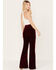 Flying Tomato Women's Velour Seamed Pants, Burgundy, hi-res
