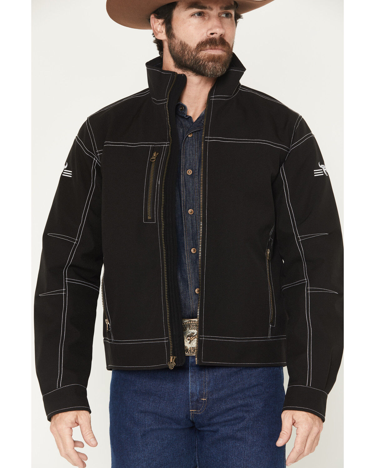 Image #3 - Cowboy Hardware Men's Woodsman Softshell Jacket, Black, hi-res