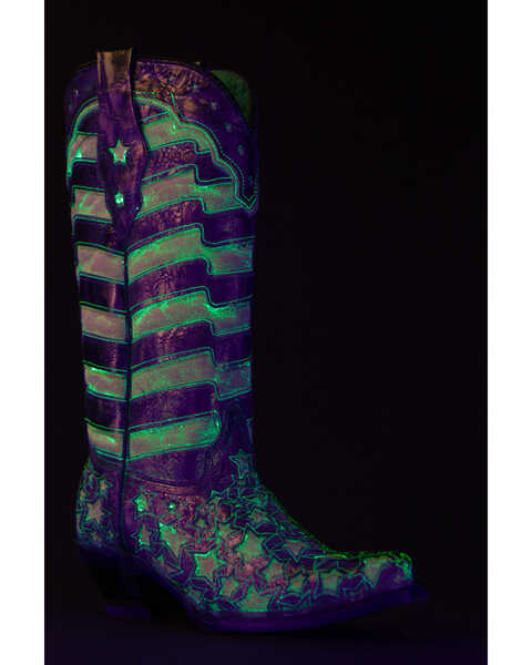 Corral Women's Stars and Stripes Blacklight Western Boots - Snip Toe, Black, hi-res