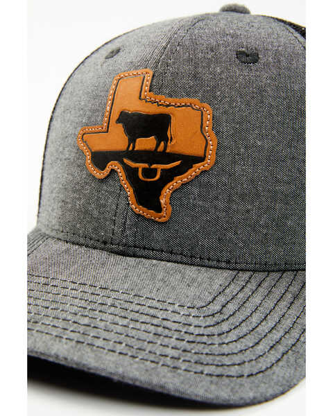 RopeSmart Men's Texas Leather Patch Mesh-Back Ball Cap, Grey, hi-res
