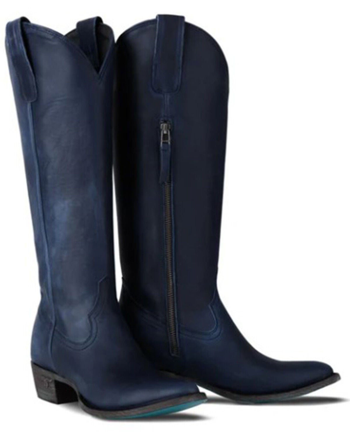 Lane Women's Plain Jane Tall Western Boots - Round Toe, Navy, hi-res