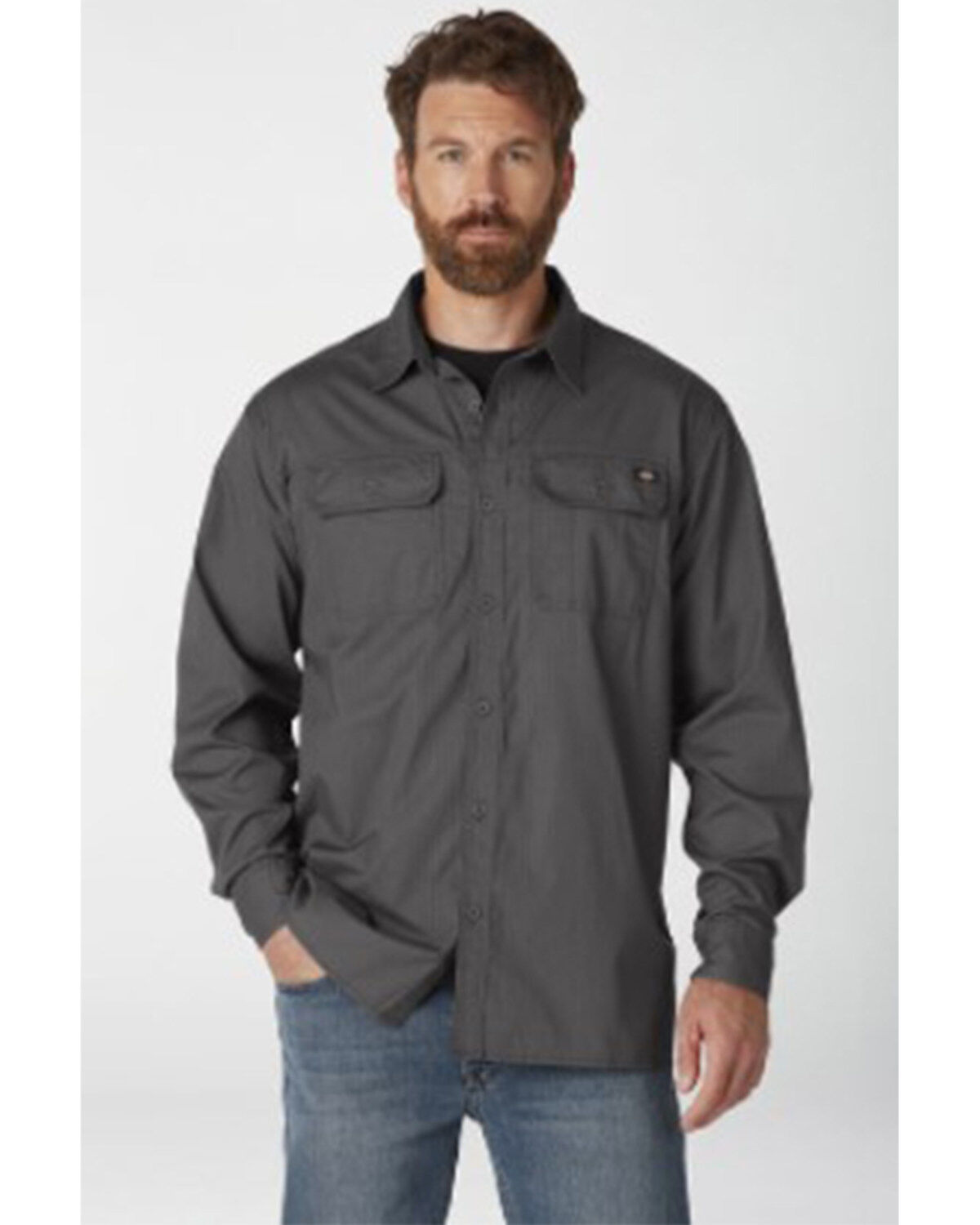 Image #1 - Dickies Men's Slate Ripstop Long Sleeve Button Down Work Shirt, , hi-res