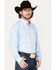 Ariat Men's Fisher Windowpane Plaid Print Long Sleeve Button Down Western Shirt , Blue, hi-res