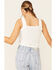 Image #4 - Rock & Roll Denim Women's Lace Insert Crop Tank Top , White, hi-res