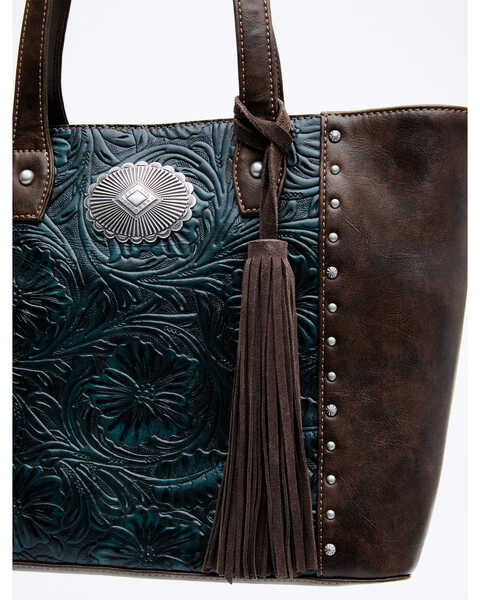 Image #2 - Shyanne Women's Cassidy Turquoise Tote Bag, Chocolate/turquoise, hi-res