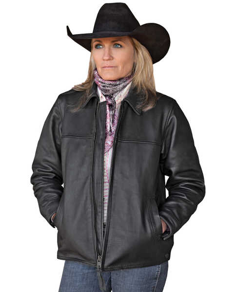 STS Ranchwear Women's Rifleman Leather Jacket, Black, hi-res