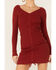 Lush Women's Cinnamon Long Sleeve Drawstring Sweater Dress, Rust Copper, hi-res