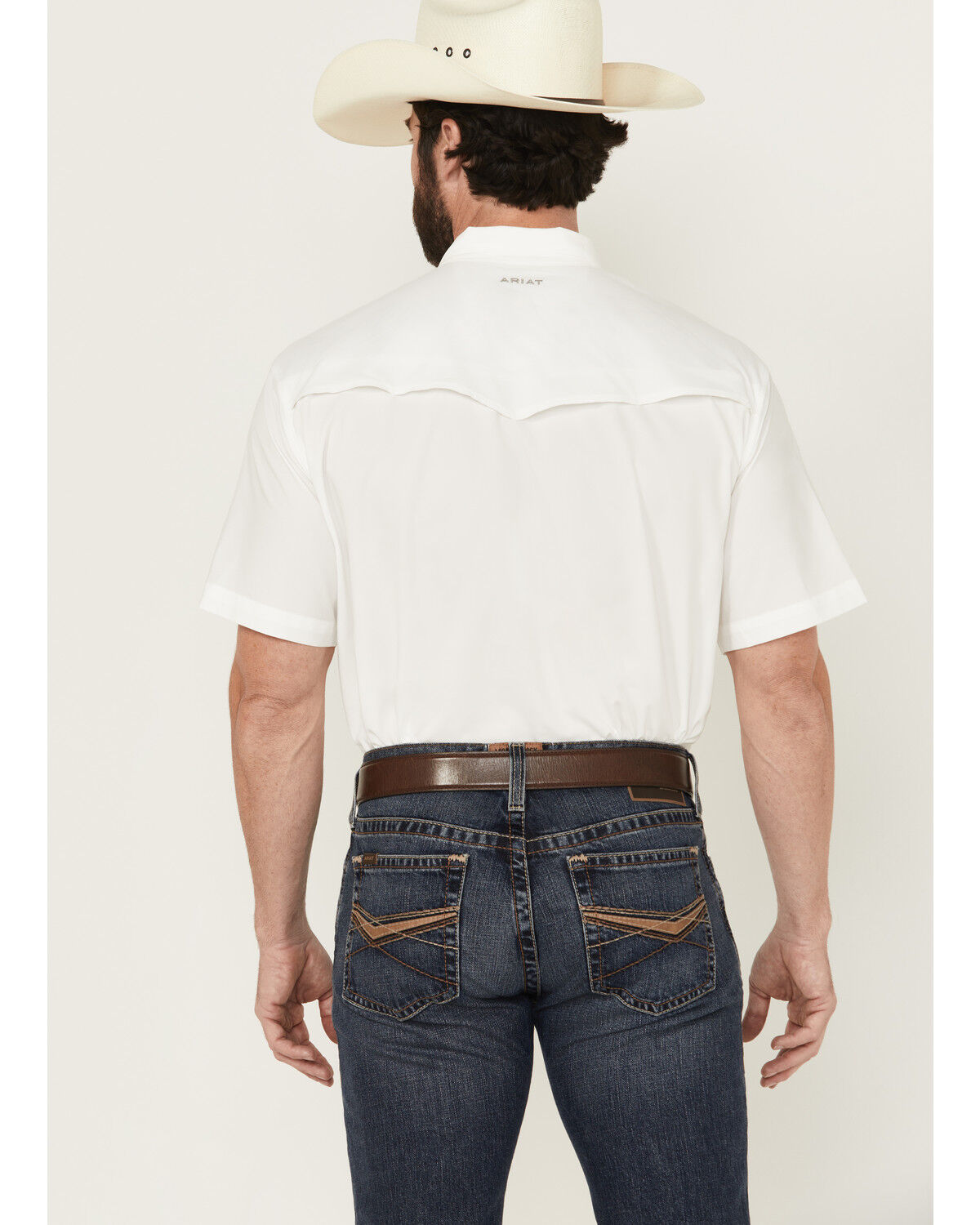 Image #4 - Ariat Men's VentTek Solid Short Sleeve Snap Performance Western Shirt - Tall, White, hi-res