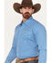 Roper Men's Amarillo Geo Print Long Sleeve Western Stretch Western Snap Shirt, Blue, hi-res