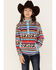 Cruel Girl Girls' Serape Stripe Cheetah Print Fleece Pullover, Multi, hi-res