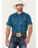 Ariat Men's Holt Retro Plaid Short Sleeve Snap Western Shirt , Teal, hi-res