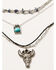 Image #2 - Shyanne Women's Layered Bull Pendant & Chip Necklace, Silver, hi-res