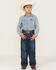 Cowboy Hardware Boys' Medium Wash Mid Rise Steer Head Straight Jeans, Blue, hi-res