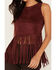 Image #3 - Shyanne Women's Faux Suede Fringe Tank Top, Wine, hi-res