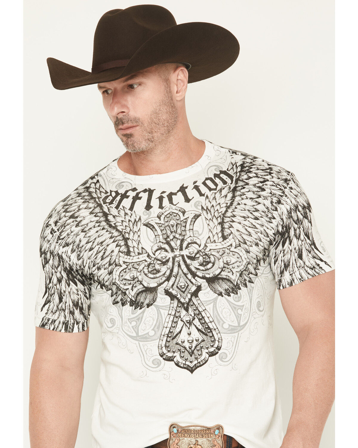 Image #2 - Affliction Men's Kingdom Short Sleeve Graphic T-Shirt, Off White, hi-res