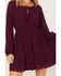 Idyllwind Women's Smock Ya Ivory Long Sleeve Dress, Purple, hi-res
