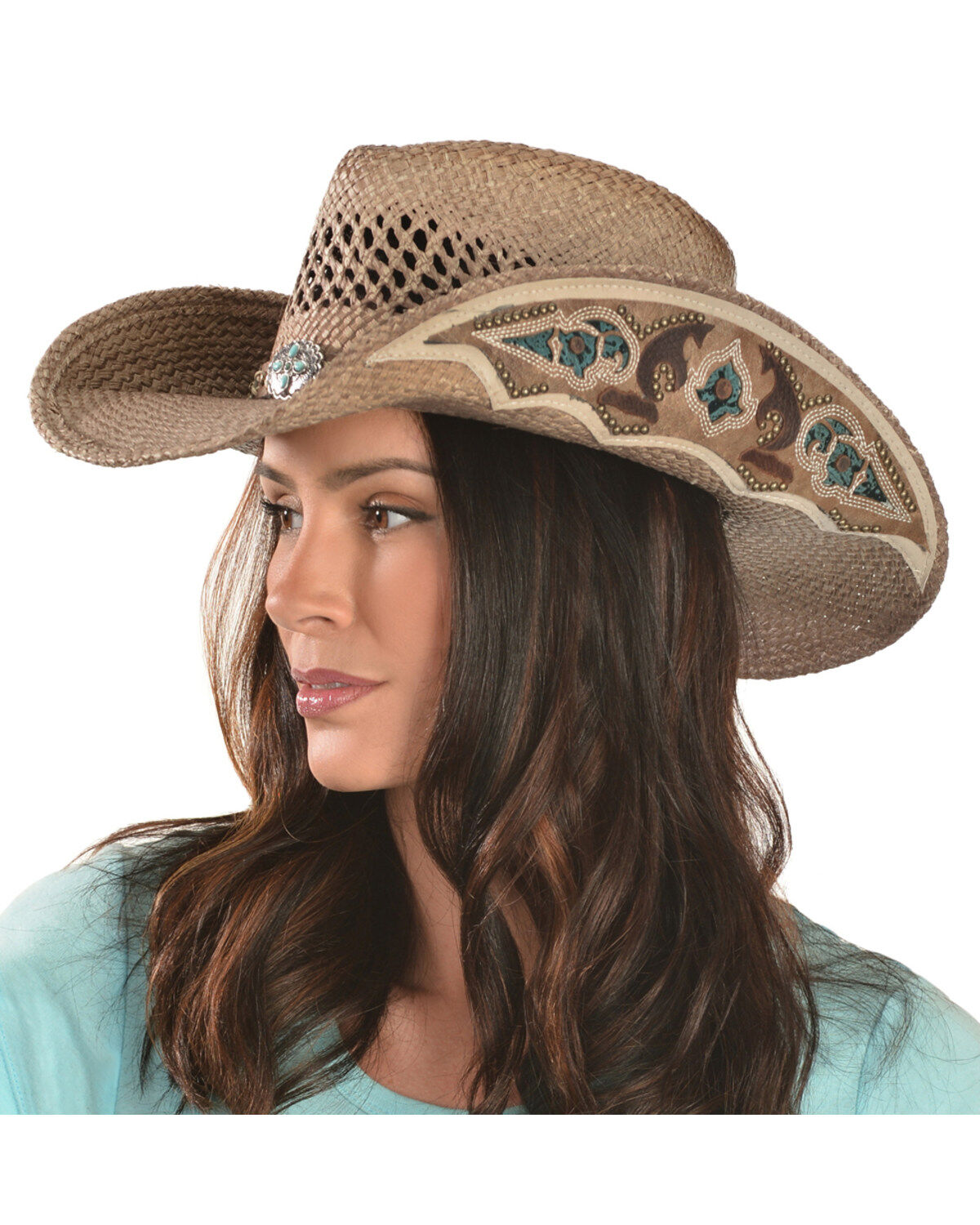 Ladies straw cowboy hat