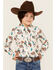 Wrangler Girls' Horse & Cowgirl Print Long Sleeve Western Snap Shirt, Multi, hi-res