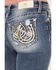Image #2 - Miss Me Women's Medium Wash Mid Rise Horseshoe Pocket 34" Bootcut Stretch Denim Jeans, Medium Wash, hi-res