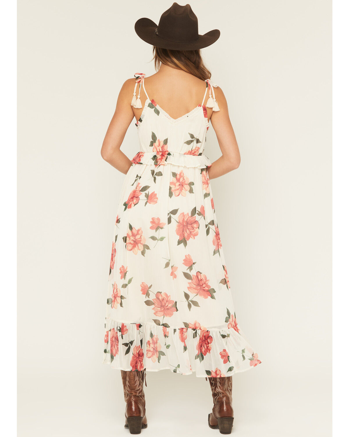 Image #4 - Patrons of Peace Women's Floral Print Sleeveless High-Low Dress, Cream, hi-res