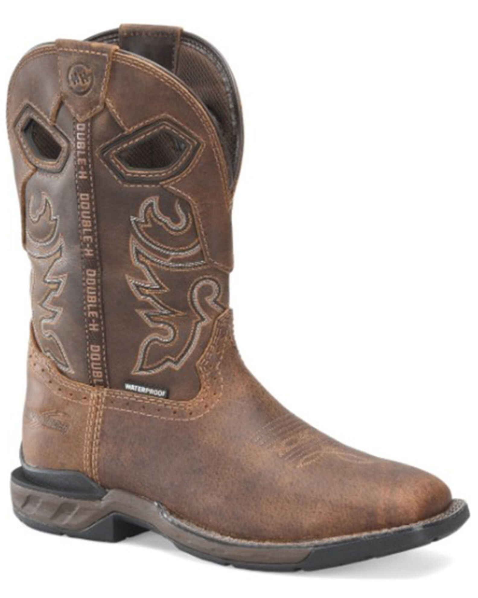 Double h steel toe cowboy boots top