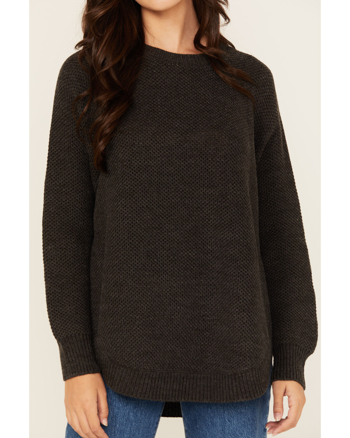 Image #3 - Cotton & Rye Women's Round Bottom Textured Sweater, Charcoal, hi-res