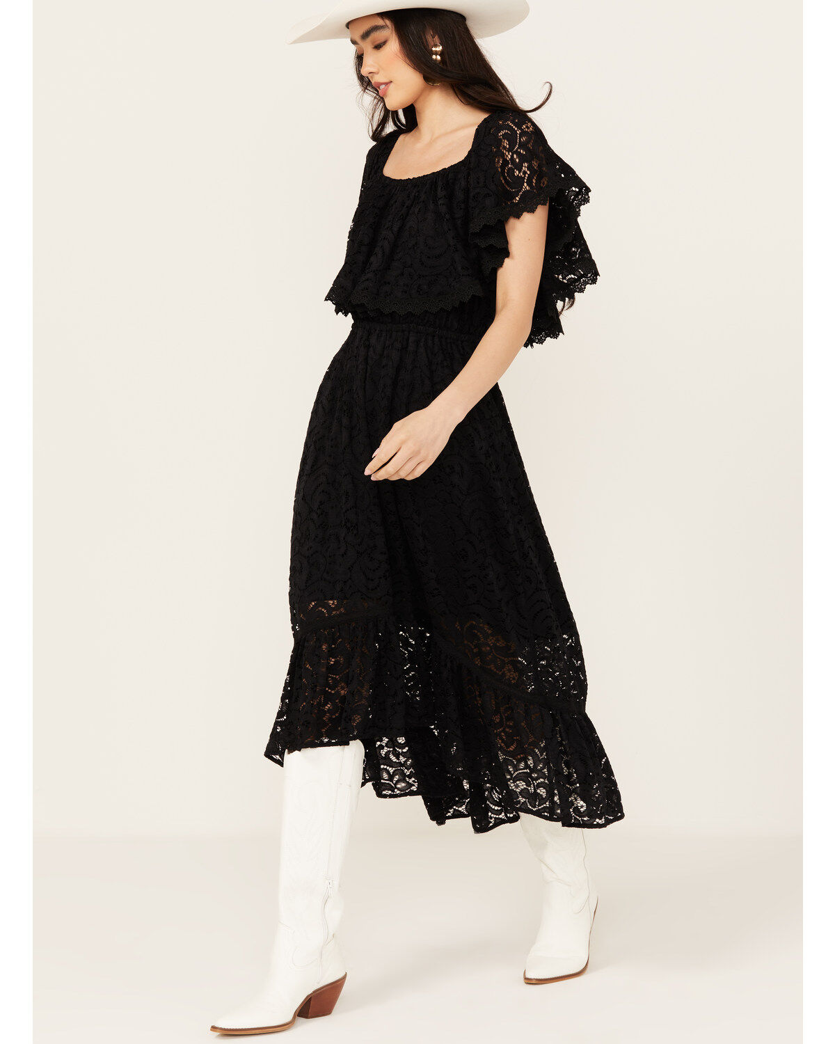Image #2 - Beyond The Radar Women's Short Sleeve Midi Dress, Black, hi-res