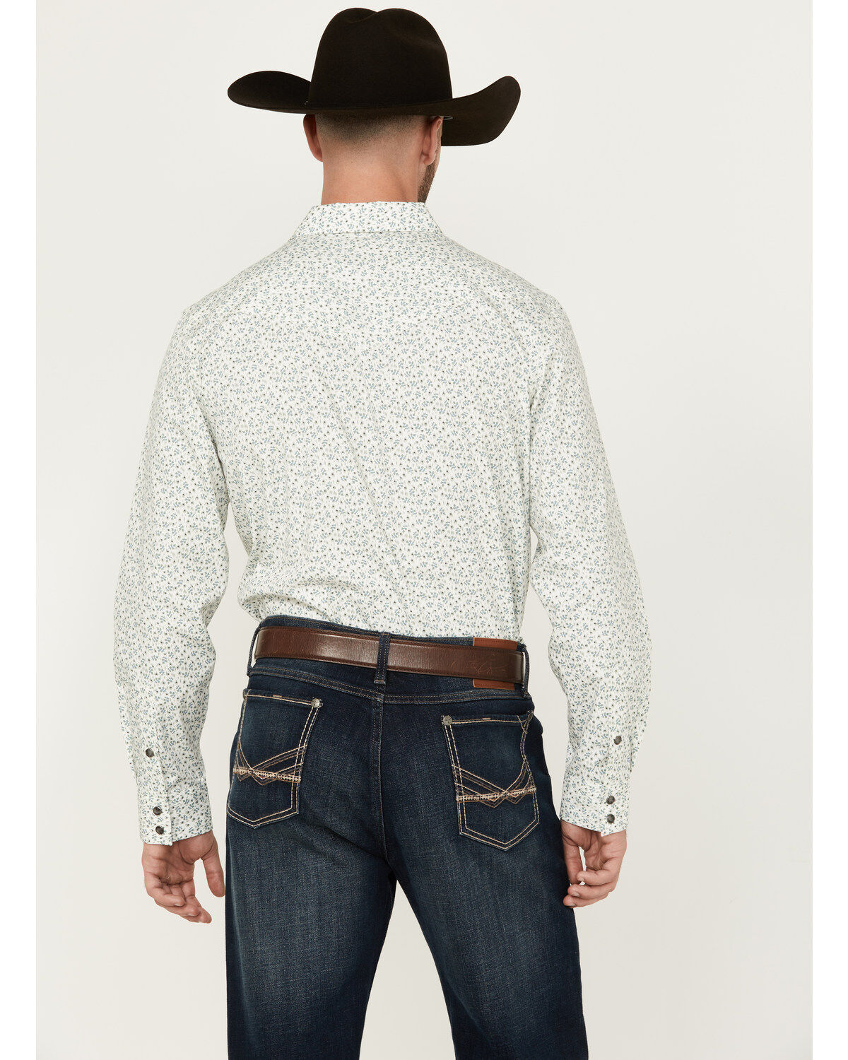 Image #4 - Gibson Men's La Salle Floral Print Long Sleeve Snap Western Shirt, Grey, hi-res