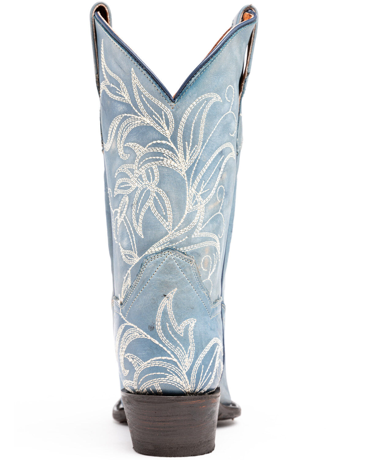 Image #5 - Dan Post Women's Nora Blue Leaf Stitch Boots - Snip Toe , , hi-res