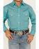 Rough Stock by Panhandle Boys' Foulard Geo Print Long Sleeve Western Snap Shirt, Turquoise, hi-res