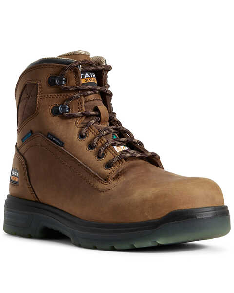 Image #1 - Ariat Men's Turbo Waterproof Work Boots - Carbon Toe, Brown, hi-res