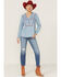 Image #5 - Roper Women's Embroidered Front Southwestern Denim Pullover Shirt, Blue, hi-res