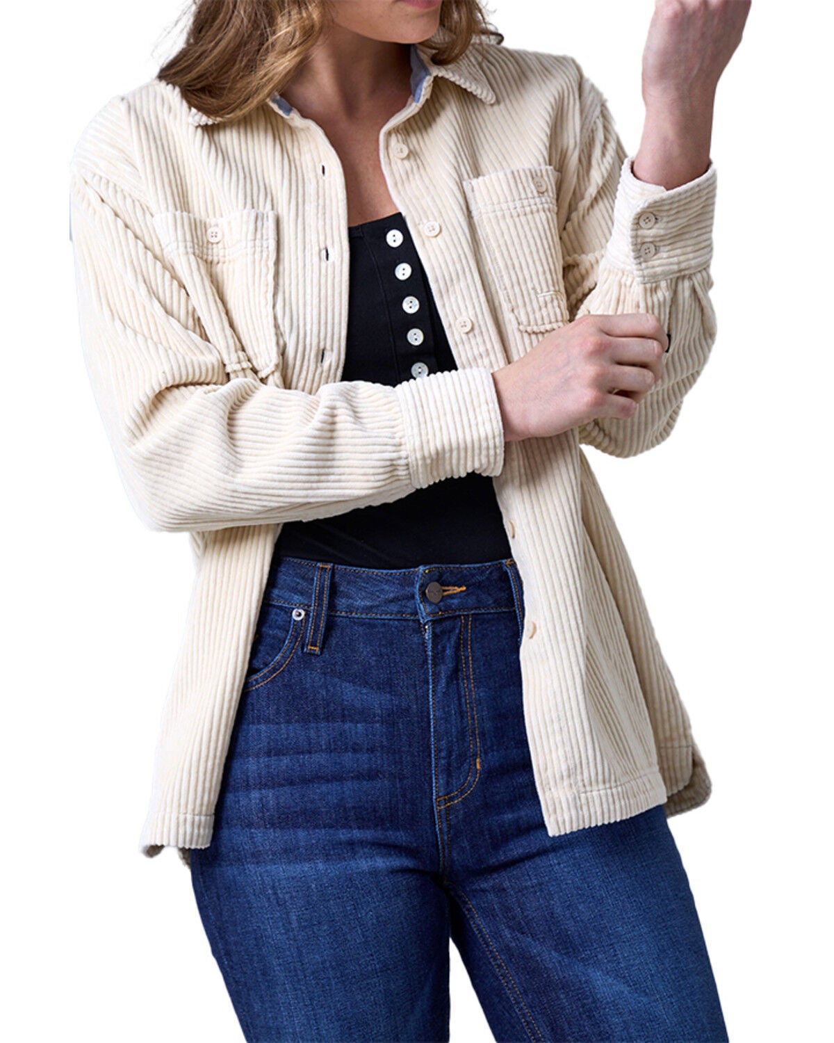 Kimes Ranch Women's Luna Corduroy Long Sleeve Button-Down Western Shirt, Tan, hi-res