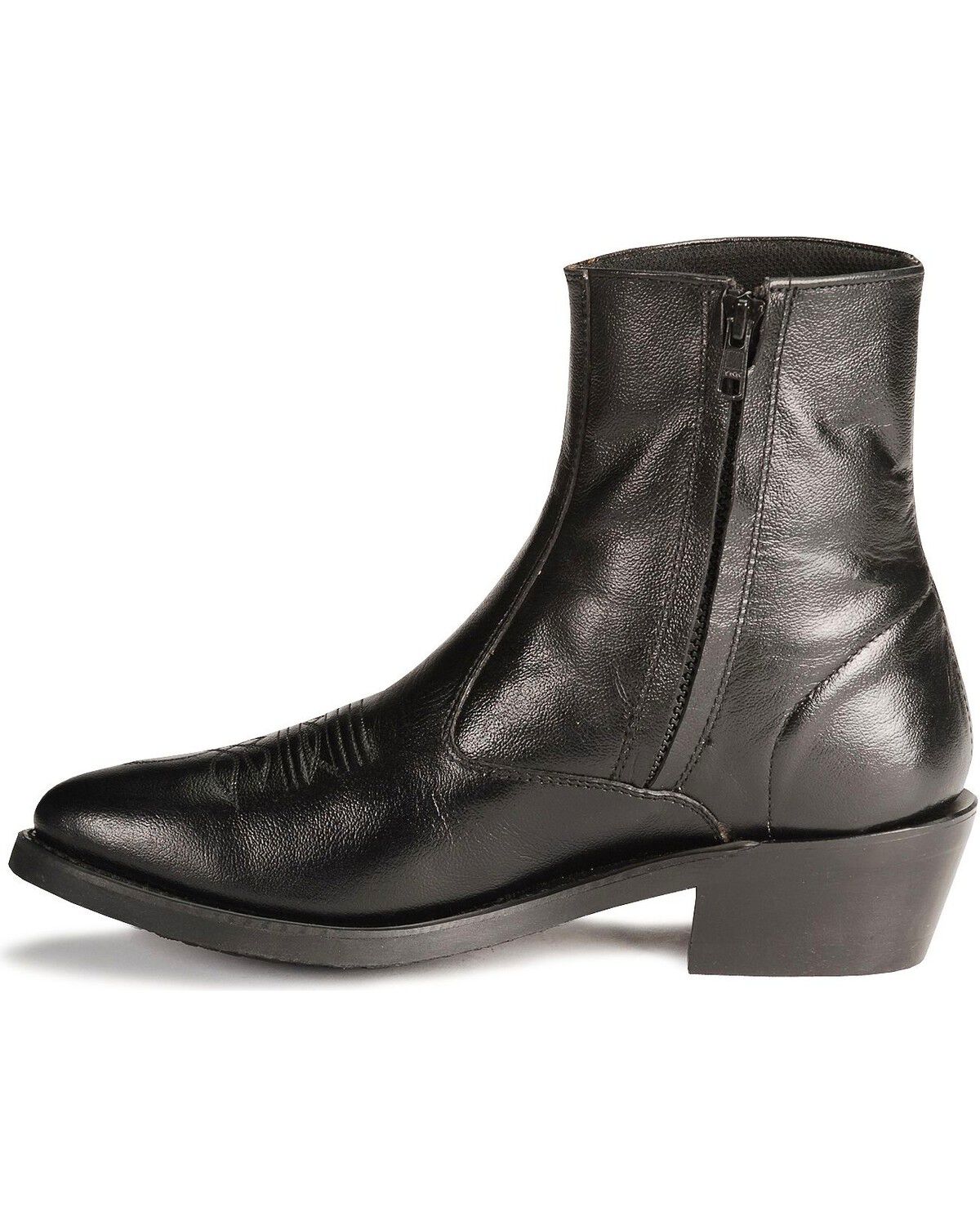 Image #3 - Old West Men's Zipper Western Ankle Boots - Round Toe, Black, hi-res