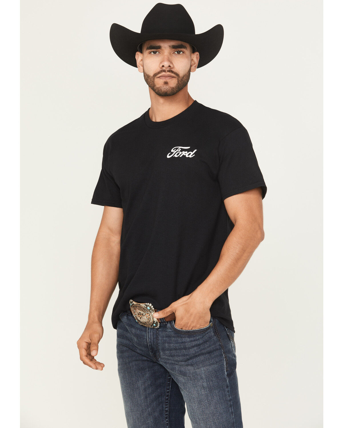 Image #3 - Buckwear Men's Ford Camo Flag Short Sleeve Graphic T-Shirt - Big, Black, hi-res