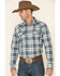 Image #1 - Cody James Men's Static Large Plaid Long Sleeve Western Shirt, Cream/blue, hi-res