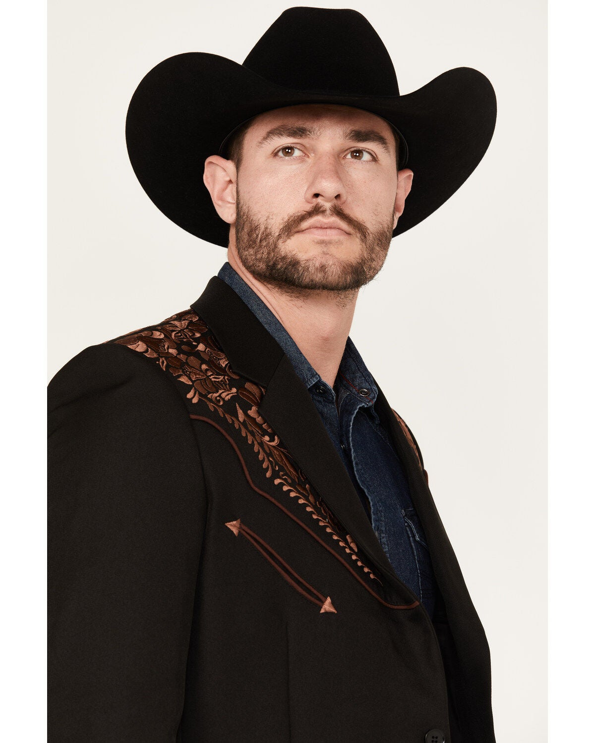 Image #2 - Scully Men's Gunfighter Embroidered Sportcoat, Black, hi-res