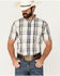 Image #1 - Cody James Men's Plaid Print Short Sleeve Button-Down Stretch Western Shirt, Ivory, hi-res