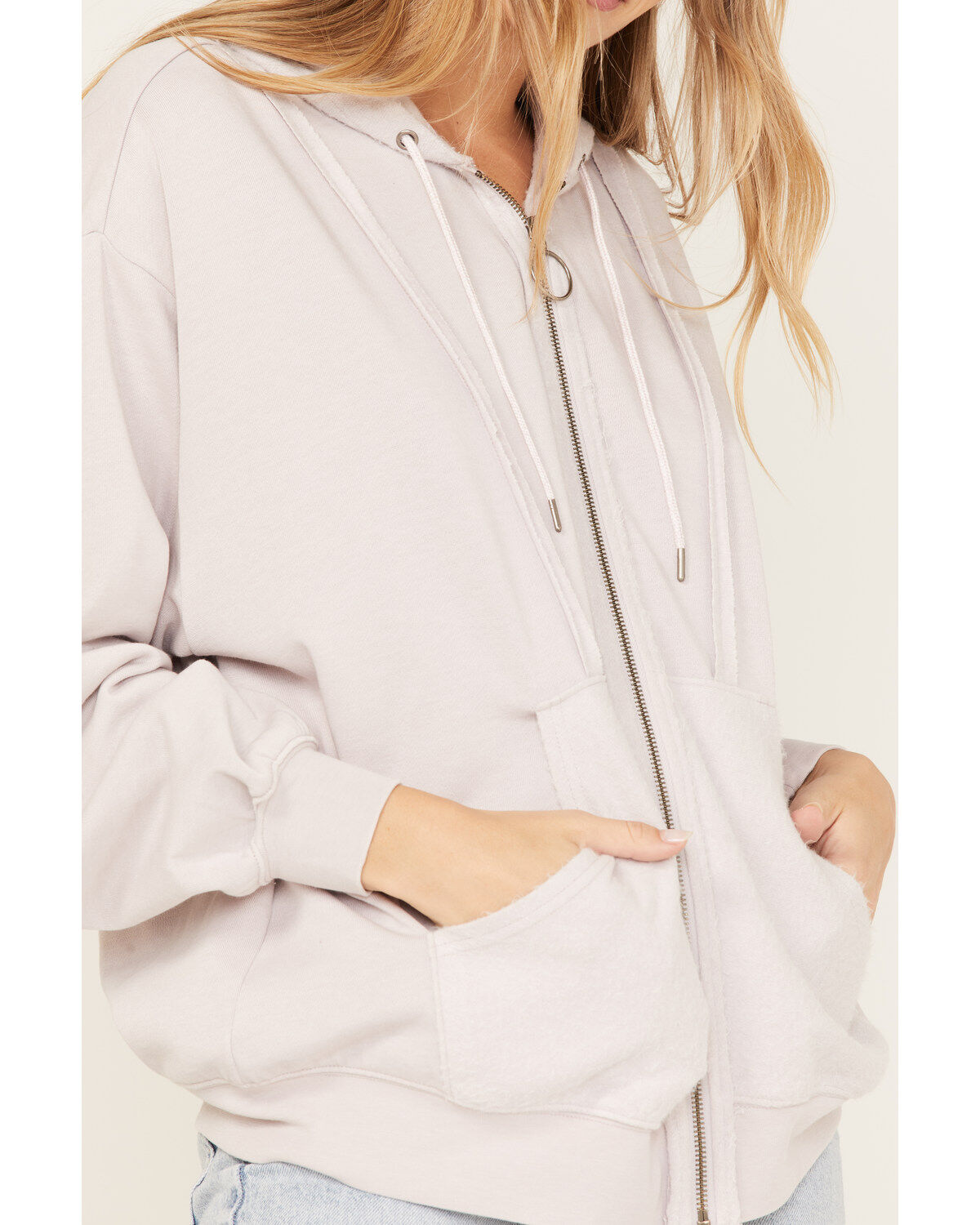 Image #3 - Cleo + Wolf Women's Seamed Zip Hoodie, Light Purple, hi-res